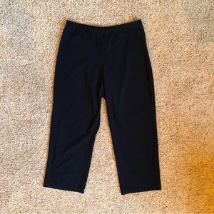 PORTO San Francisco Trousers Stretchy Pants Black Elastic Waist Front Zipper 4